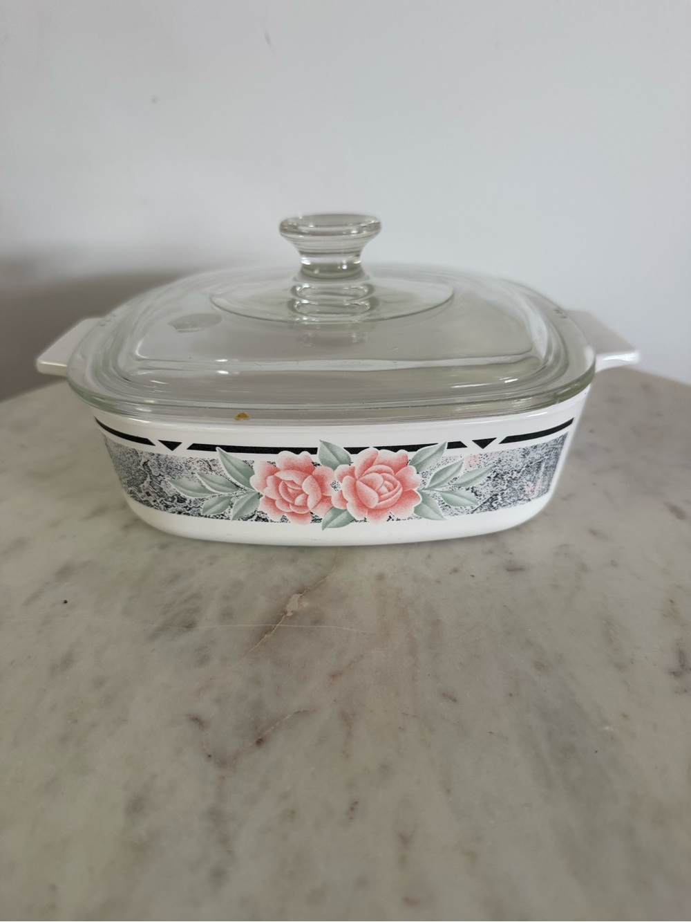 Vintage Corning Ware Pyrex Silk & Roses Casserole Dish A-1-B, 1 Liter with lid